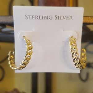 Sterling silver Cuban Link Hoops